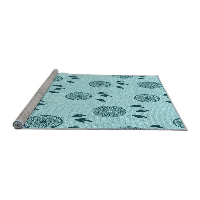 Sideview of Machine Washable Transitional Electric Blue Rug, wshpat1083lblu