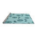 Sideview of Machine Washable Transitional Electric Blue Rug, wshpat1083lblu