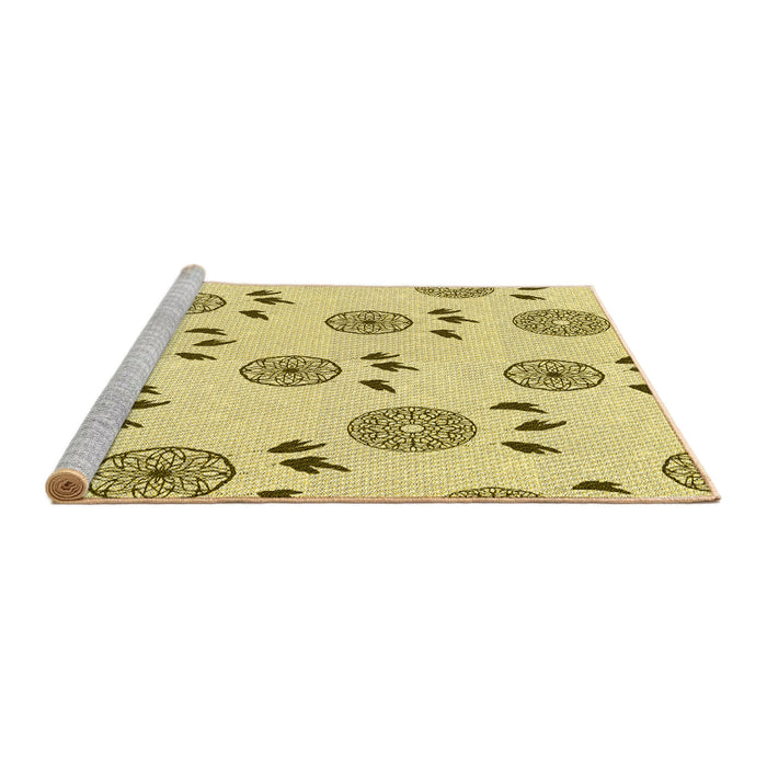 Sideview of Machine Washable Transitional Sun Yellow Rug, wshpat1083yw