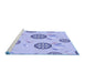 Sideview of Machine Washable Transitional Medium Slate Blue Rug, wshpat1084blu