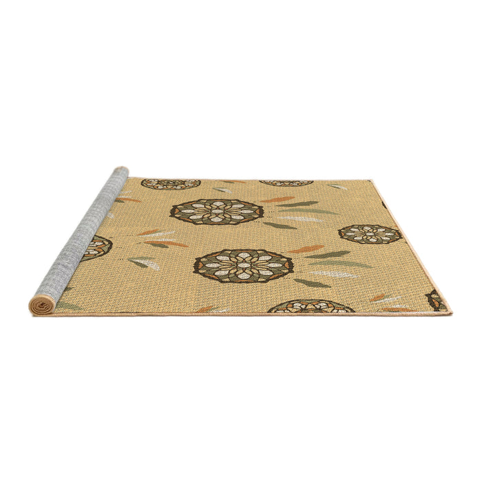 Sideview of Machine Washable Transitional Cinnamon Brown Rug, wshpat1084brn