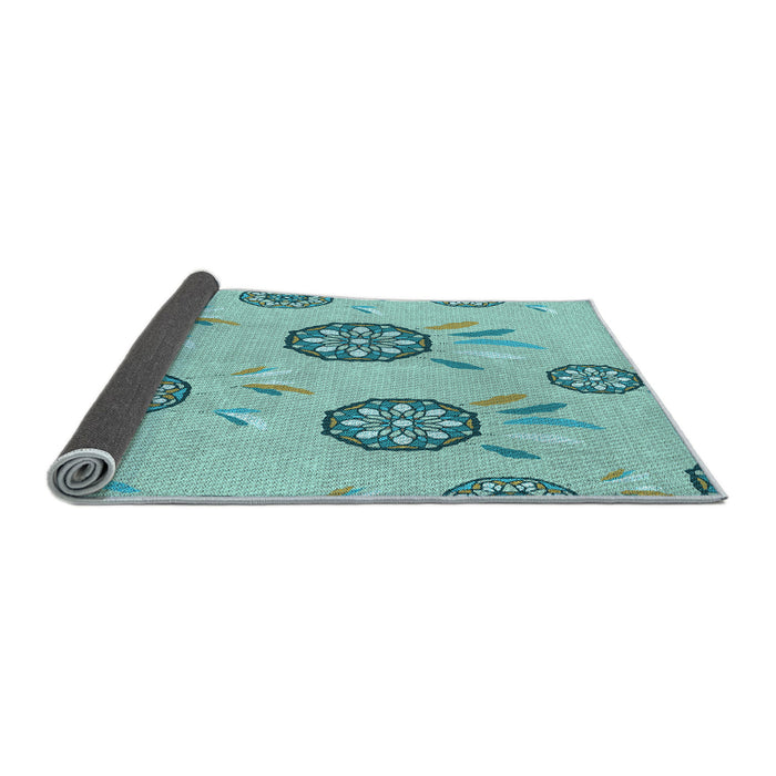Thickness of Patterned Seafoam Green Rug, pat1084lblu