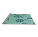 Sideview of Machine Washable Transitional Seafoam Green Rug, wshpat1084lblu