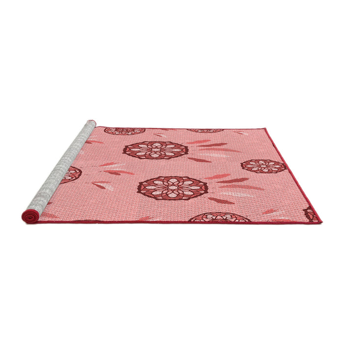 Sideview of Machine Washable Transitional Pastel Pink Rug, wshpat1084rd