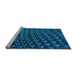 Sideview of Machine Washable Transitional Blueberry Blue Rug, wshpat1085lblu