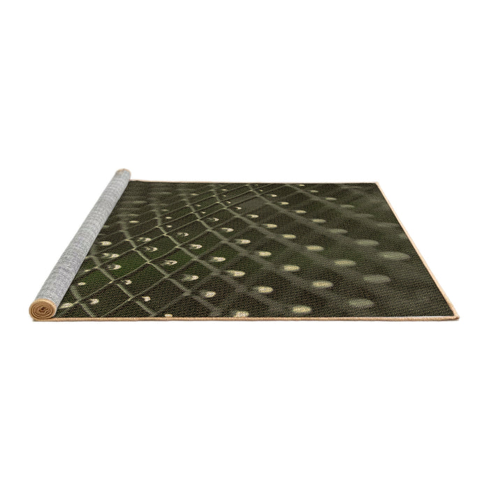 Sideview of Machine Washable Transitional Fern Green Rug, wshpat1086brn