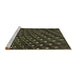 Sideview of Machine Washable Transitional Fern Green Rug, wshpat1086brn