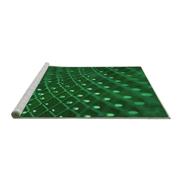Sideview of Machine Washable Transitional Deep Emerald Green Rug, wshpat1086grn