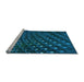 Sideview of Machine Washable Transitional Blue Rug, wshpat1086lblu