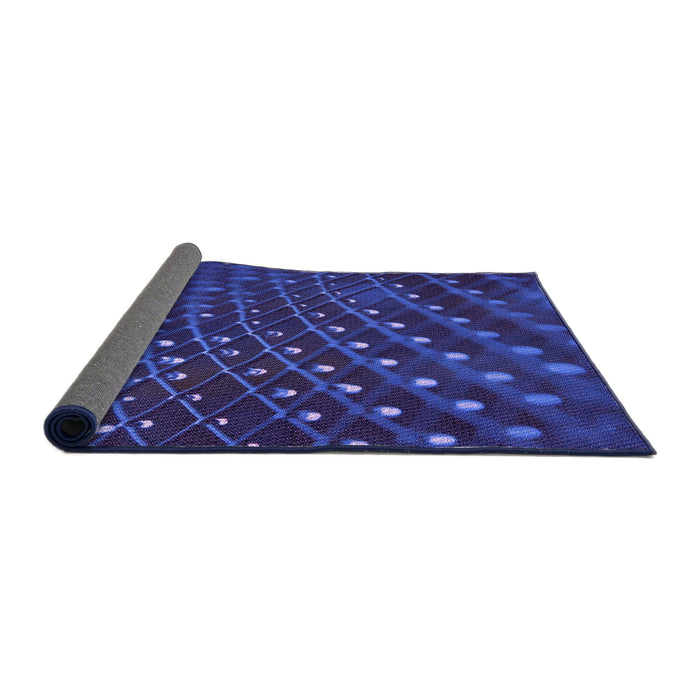 Thickness of Patterned Denim Dark Blue Rug, pat1086pur