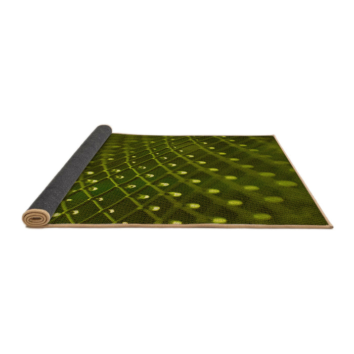 Thickness of Patterned Dark Forest Green Rug, pat1086yw