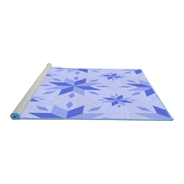Sideview of Machine Washable Transitional Sky Blue Rug, wshpat1087blu