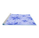 Sideview of Machine Washable Transitional Sky Blue Rug, wshpat1087blu