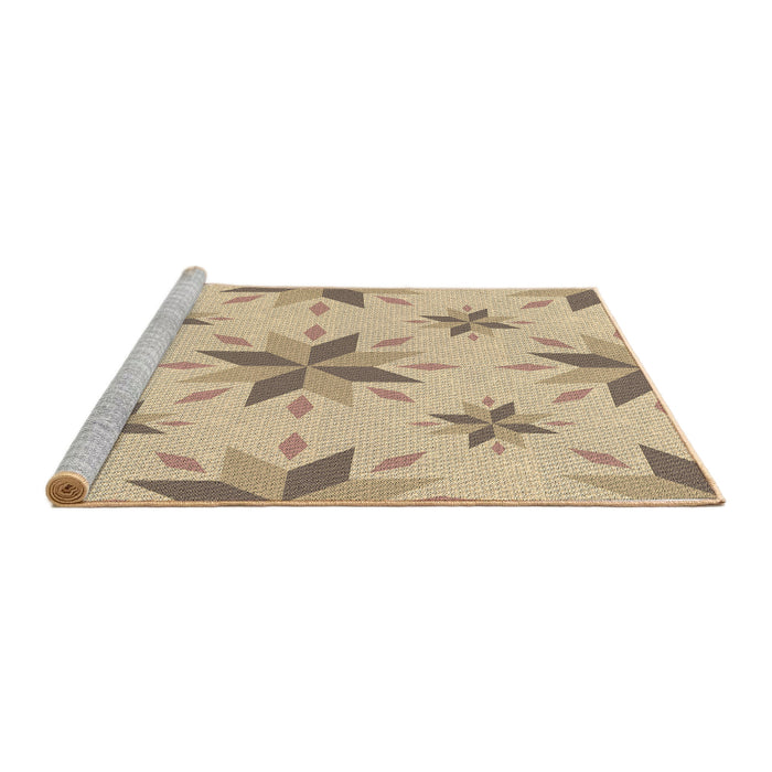 Sideview of Machine Washable Transitional Brown Gold Rug, wshpat1087brn