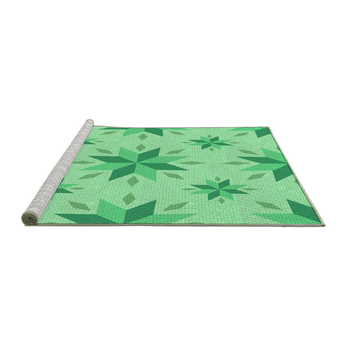 Sideview of Machine Washable Transitional Jade Green Rug, wshpat1087grn