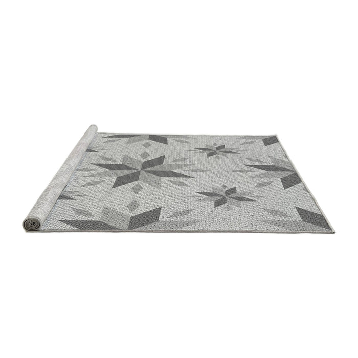 Sideview of Machine Washable Transitional Gunmetal Gray Rug, wshpat1087gry
