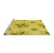 Sideview of Machine Washable Transitional Yellow Rug, wshpat1087yw