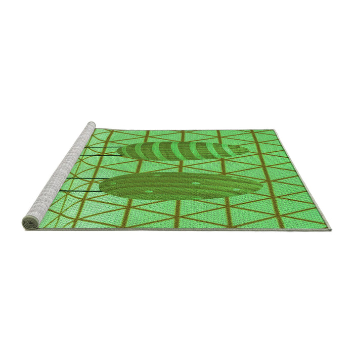 Sideview of Machine Washable Transitional Dark Lime Green Rug, wshpat1088grn