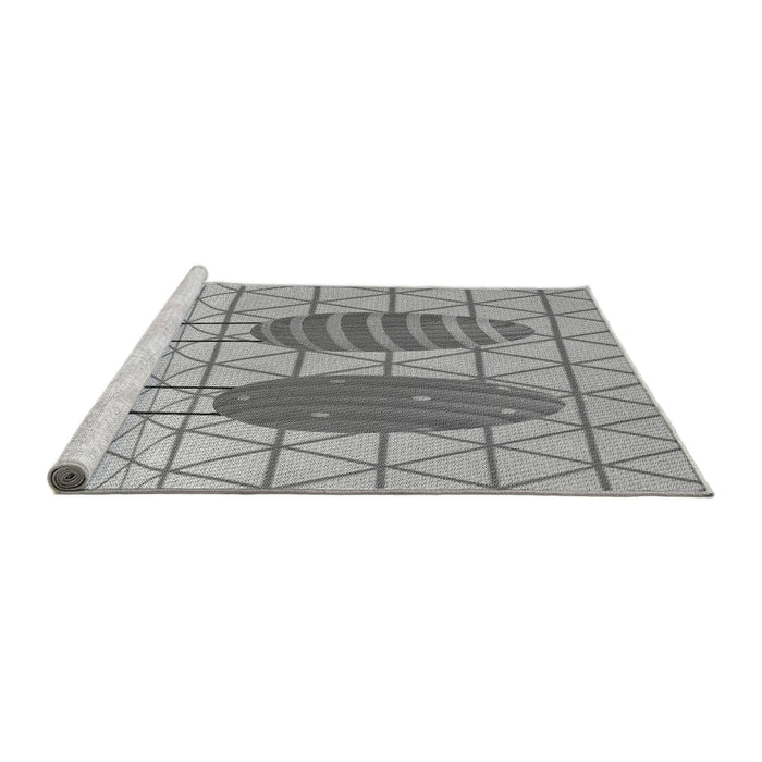 Sideview of Machine Washable Transitional Silver Gray Rug, wshpat1088gry