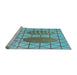 Sideview of Machine Washable Transitional Bright Turquoise Blue Rug, wshpat1088lblu