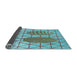 Thickness of Patterned Bright Turquoise Blue Rug, pat1088lblu