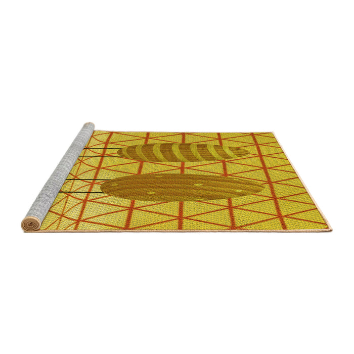 Sideview of Machine Washable Transitional Gold Yellow Rug, wshpat1088yw
