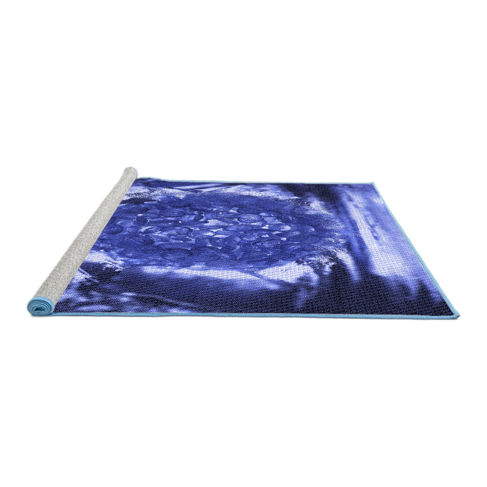 Sideview of Machine Washable Transitional Light Slate Blue Rug, wshpat109blu