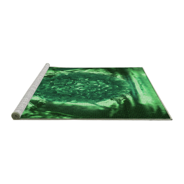Sideview of Machine Washable Transitional Deep Emerald Green Rug, wshpat109grn