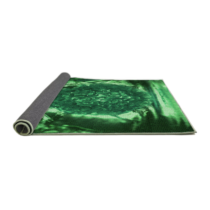 Thickness of Patterned Deep Emerald Green Rug, pat109grn