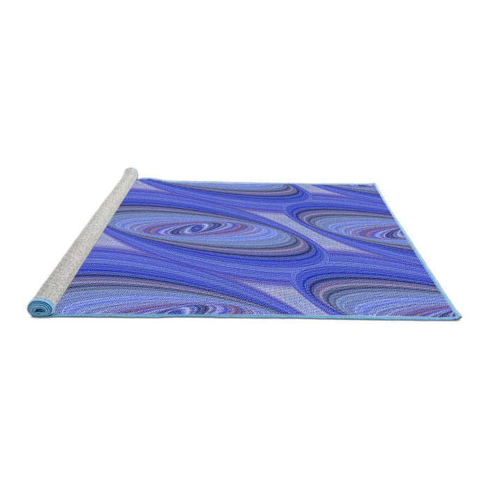 Sideview of Machine Washable Transitional Sky Blue Rug, wshpat1090blu