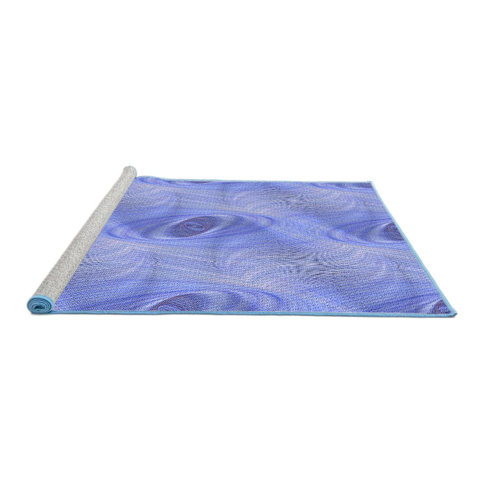 Sideview of Machine Washable Transitional Denim Blue Rug, wshpat1091blu