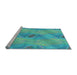 Sideview of Machine Washable Transitional Bright Turquoise Blue Rug, wshpat1091lblu