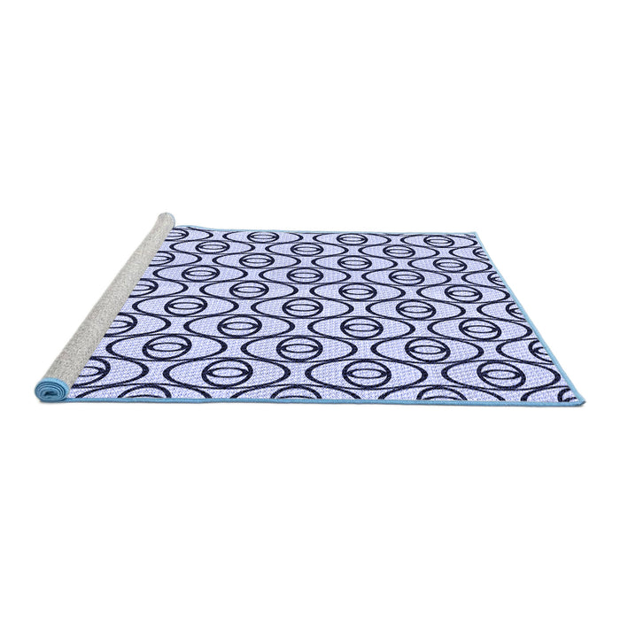 Sideview of Machine Washable Transitional Lavender Blue Rug, wshpat1094blu