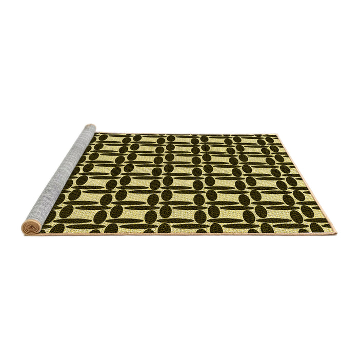 Sideview of Machine Washable Transitional Metallic Gold Rug, wshpat1096yw