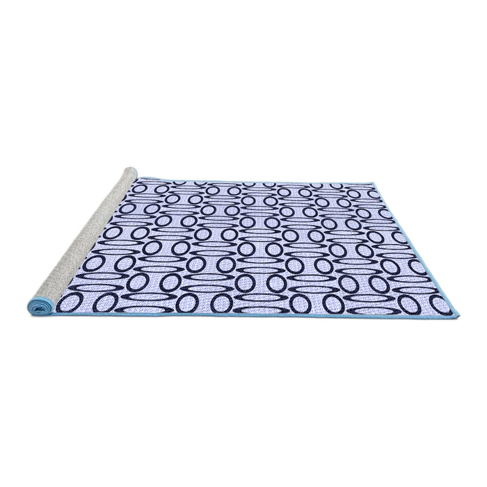 Sideview of Machine Washable Transitional Lavender Blue Rug, wshpat1097blu
