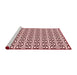 Sideview of Machine Washable Transitional Brown Red Rug, wshpat1097rd