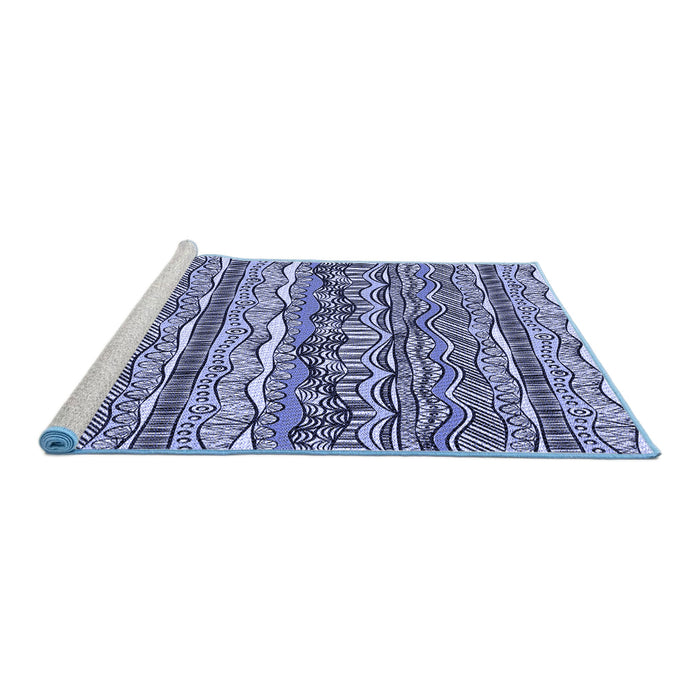 Sideview of Machine Washable Transitional Blue Rug, wshpat1098blu