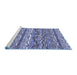 Sideview of Machine Washable Transitional Blue Rug, wshpat1098blu