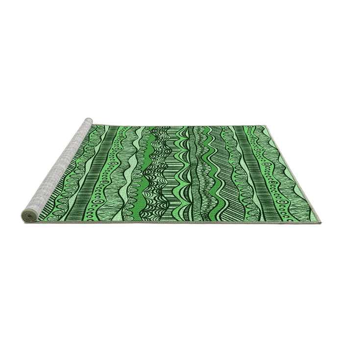 Sideview of Machine Washable Transitional Dark Forest Green Rug, wshpat1098grn