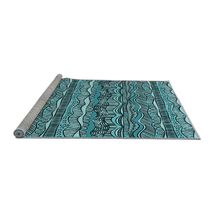Sideview of Machine Washable Transitional Deep-Sea Blue Rug, wshpat1098lblu