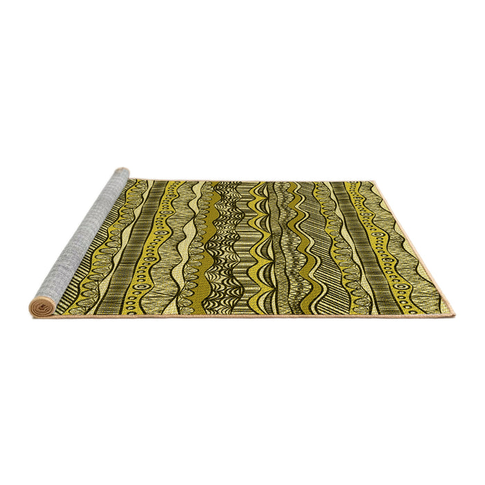 Sideview of Machine Washable Transitional Chocolate Brown Rug, wshpat1098yw