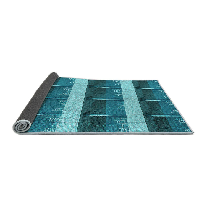 Thickness of Patterned Teal Green Rug, pat1099lblu