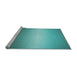 Sideview of Machine Washable Transitional Dark Cyan Green Rug, wshpat11lblu