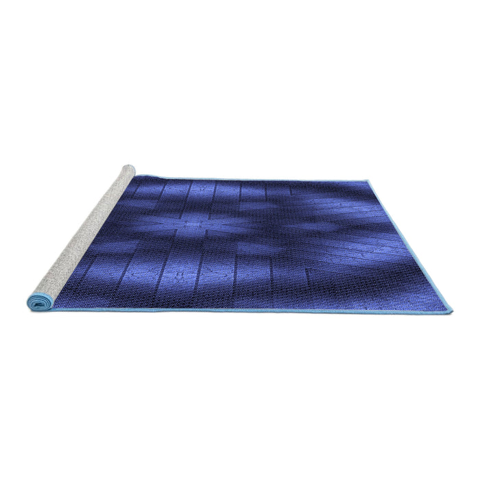 Sideview of Machine Washable Transitional Royal Blue Rug, wshpat110blu