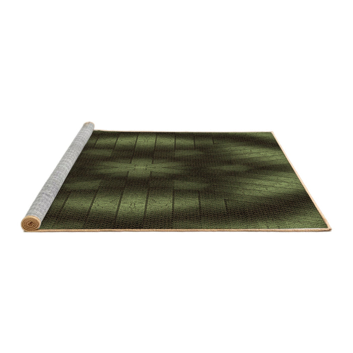 Sideview of Machine Washable Transitional Fern Green Rug, wshpat110brn