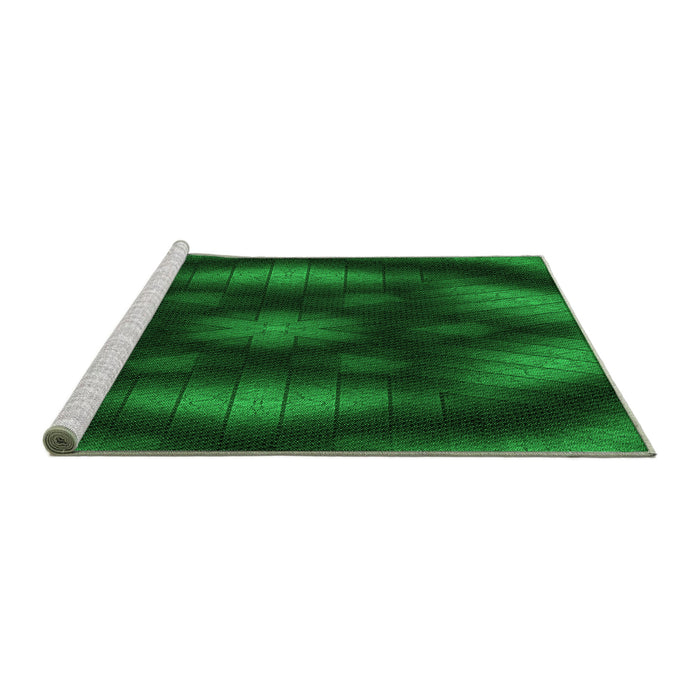 Sideview of Machine Washable Transitional Deep Emerald Green Rug, wshpat110grn