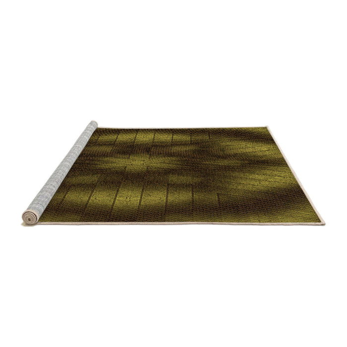 Sideview of Machine Washable Transitional Dark Yellow Green Rug, wshpat110org