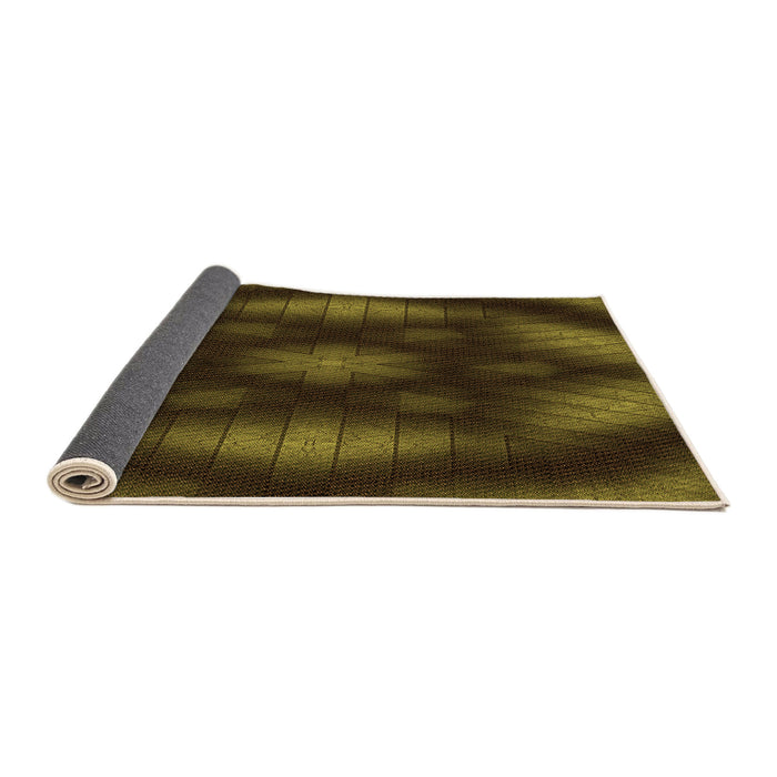 Thickness of Patterned Dark Yellow Green Rug, pat110org