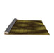 Thickness of Patterned Dark Yellow Green Rug, pat110org