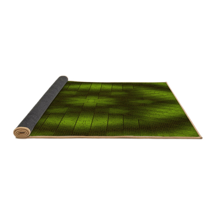 Thickness of Patterned Dark Forest Green Rug, pat110yw